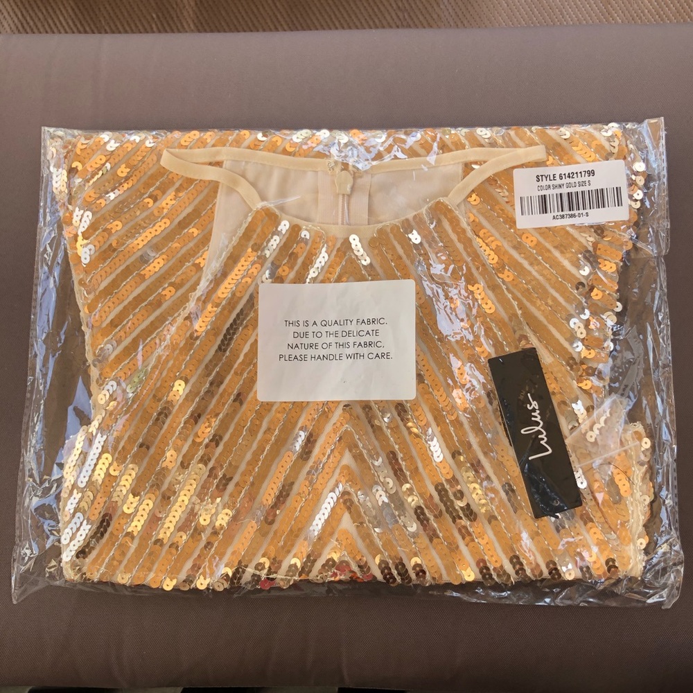 NWT Lulu’s Gold Sequin Bodycon Dress - Small - Picture 11 of 12